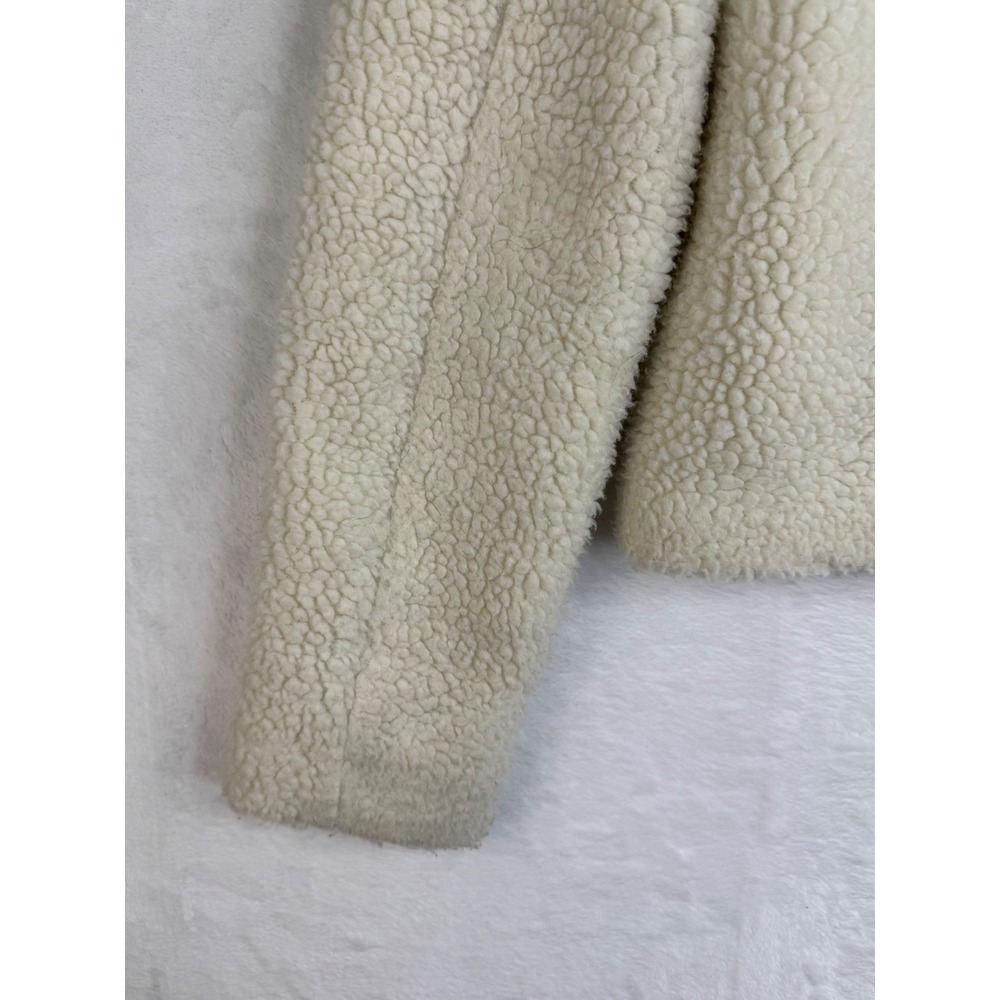 LOFT Outlet Cream Sherpa Moto Jacket Asymmetrical Zip Faux Shearling XS 485441 - Picture 8 of 11